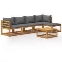 vidaXL 5-tlg. Garten-Lounge-Set mit Auflagen Massivholz...