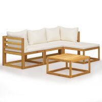 vidaXL 5-tlg. Garten-Lounge-Set mit Auflagen Massivholz...