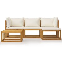 vidaXL 5-tlg. Garten-Lounge-Set mit Auflagen Massivholz...