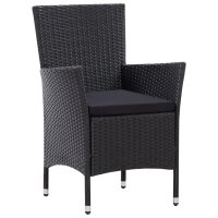 vidaXL 7-tlg. Garten-Essgruppe Poly Rattan Schwarz