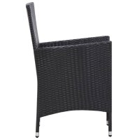 vidaXL 7-tlg. Garten-Essgruppe Poly Rattan Schwarz