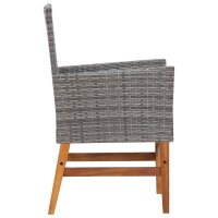 vidaXL 9-tlg. Garten-Essgruppe Poly Rattan Akazienholz Grau