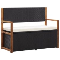 vidaXL Bank mit Stauraum 115 cm Poly Rattan Massivholz...