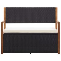 vidaXL Bank mit Stauraum 115 cm Poly Rattan Massivholz...