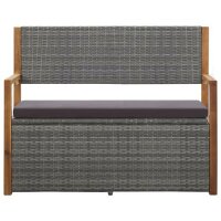 vidaXL Bank mit Stauraum 115 cm Poly Rattan Massivholz...