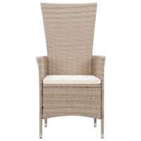 vidaXL 7-tlg. Garten-Essgruppe mit Auflagen Poly Rattan Beige