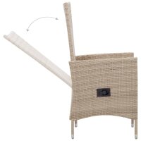 vidaXL 7-tlg. Garten-Essgruppe mit Auflagen Poly Rattan Beige