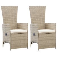 vidaXL Garten-Liegest&uuml;hle 2 Stk. mit Auflagen Poly Rattan Beige