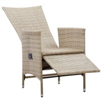 vidaXL Garten-Liegest&uuml;hle 2 Stk. mit Auflagen Poly Rattan Beige