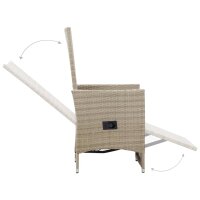 vidaXL Garten-Liegest&uuml;hle 2 Stk. mit Auflagen Poly Rattan Beige