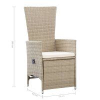 vidaXL Garten-Liegest&uuml;hle 2 Stk. mit Auflagen Poly Rattan Beige