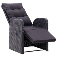 vidaXL Garten-Liegestuhl mit Auflage Poly Rattan Schwarz