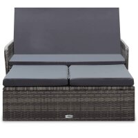 vidaXL 2-tlg. Garten-Lounge-Set mit Auflagen Poly Rattan...