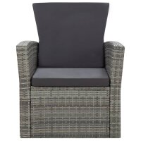 vidaXL 4-tlg. Garten-Lounge-Set mit Auflagen Poly Rattan Grau