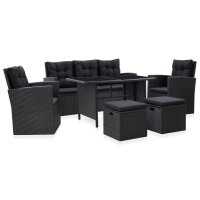 vidaXL 6-tlg. Garten-Lounge-Set mit Kissen Poly Rattan...