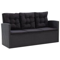 vidaXL 6-tlg. Garten-Lounge-Set mit Kissen Poly Rattan Schwarz