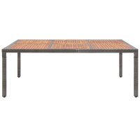 vidaXL Gartentisch Grau 200x150x74cm Poly Rattan und Akazie Massivholz