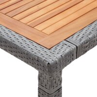 vidaXL Gartentisch Grau 200x150x74cm Poly Rattan und Akazie Massivholz