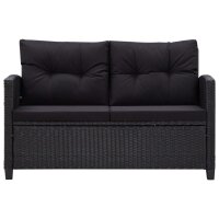 vidaXL 2-Sitzer-Gartensofa mit Kissen Schwarz 124 cm Poly Rattan