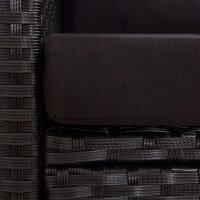 vidaXL 2-Sitzer-Gartensofa mit Kissen Schwarz 124 cm Poly Rattan