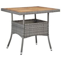 vidaXL Garten-Esstisch Grau Poly Rattan und Massivholz...