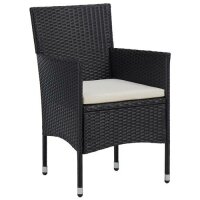 vidaXL Garten-Essst&uuml;hle 2 Stk. Poly Rattan Schwarz