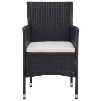 vidaXL Garten-Essst&uuml;hle 2 Stk. Poly Rattan Schwarz