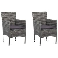 vidaXL Garten-Essstühle 2 Stk. Poly Rattan Grau