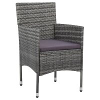 vidaXL Garten-Essst&uuml;hle 2 Stk. Poly Rattan Grau