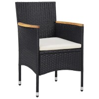 vidaXL Garten-Essstühle 2 Stk. Poly Rattan Schwarz