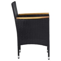 vidaXL Garten-Essst&uuml;hle 2 Stk. Poly Rattan Schwarz