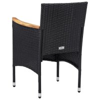 vidaXL Garten-Essst&uuml;hle 2 Stk. Poly Rattan Schwarz