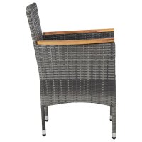 vidaXL Garten-Essst&uuml;hle 2 Stk. Poly Rattan Grau