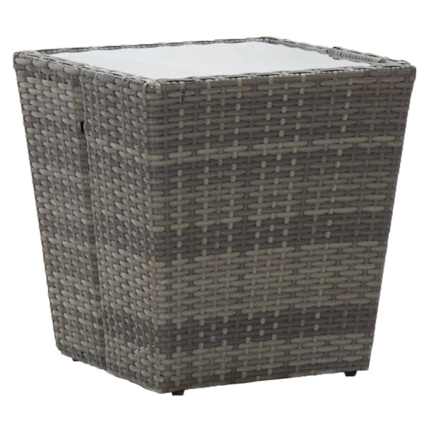 vidaXL Beistelltisch Grau 41,5&times;41,5&times;43 cm Poly Rattan und Hartglas