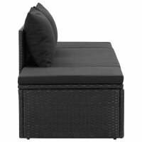 vidaXL Sonnenliege mit Auflage Poly Rattan Schwarz