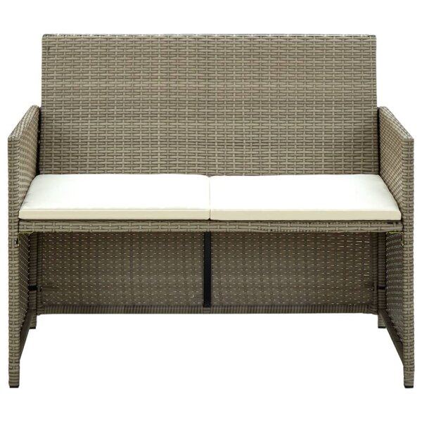 vidaXL 2-Sitzer-Gartensofa mit Polstern Beige Poly Rattan