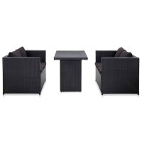 vidaXL 3-tlg. Garten-Lounge-Set mit Auflagen Poly Rattan...