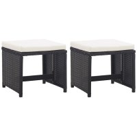 vidaXL Gartenhocker 2 Stk. mit Sitzkissen Poly Rattan...