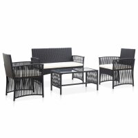 vidaXL 4-tlg. Garten-Lounge-Set mit Auflage Poly Rattan...