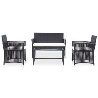 vidaXL 4-tlg. Garten-Lounge-Set mit Auflage Poly Rattan Schwarz