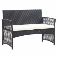 vidaXL 4-tlg. Garten-Lounge-Set mit Auflage Poly Rattan Schwarz