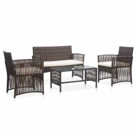 vidaXL 4-tlg. Garten-Lounge-Set mit Auflage Poly Rattan...