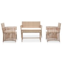 vidaXL 4-tlg. Garten-Lounge-Set mit Auflage Poly Rattan...