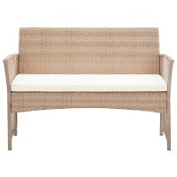 vidaXL 4-tlg. Garten-Lounge-Set mit Auflage Poly Rattan Beige