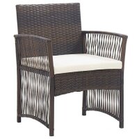 vidaXL Gartensessel mit Sitzkissen 2 Stk. Braun Poly Rattan