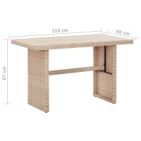 vidaXL Gartentisch Beige 110 x 60 x 67 cm Poly Rattan