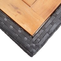 vidaXL Gartentisch Schwarz Akazie Massivholz und Poly Rattan