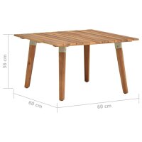 vidaXL Garten-Couchtisch 60 x 60 x 36 cm Massivholz Akazie