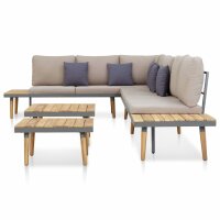 vidaXL 7-tlg. Garten-Lounge-Set mit Kissen Massivholz Akazie Braun