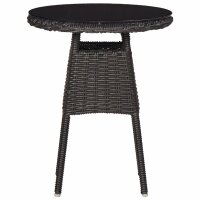 vidaXL Gartenst&uuml;hle 2 Stk. mit Teetisch Poly Rattan Schwarz